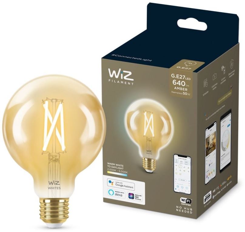 WiZ Tunable white 8718699786793 inteligentní LED designová žárovka E27 | 1x6,7W | 640lm | 2000-5000K - tvar globe