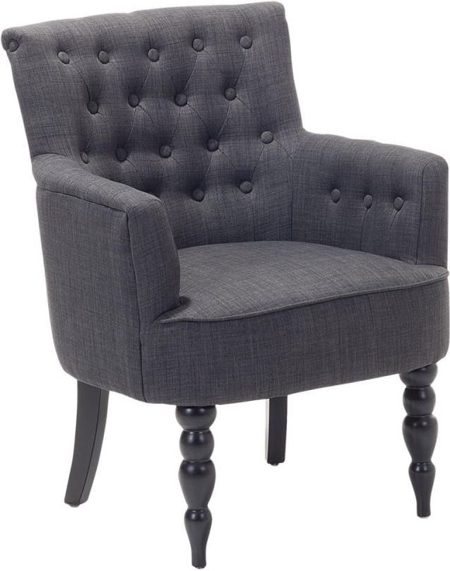 Křeslo SHUMEE relaxační křeslo se stoličkou, samet a PVC, tmavě šedé, 327865