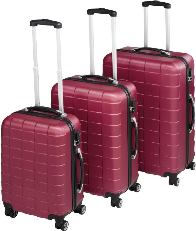 Sada kufrů 3 Cestovní kufry na kolečkách vínové
