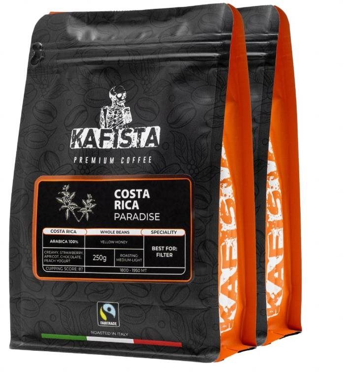 Káva Kafista Výběrová káva "Costa Rica paradise" - 100% Arabica - Zrnková Káva 2 x 250 g