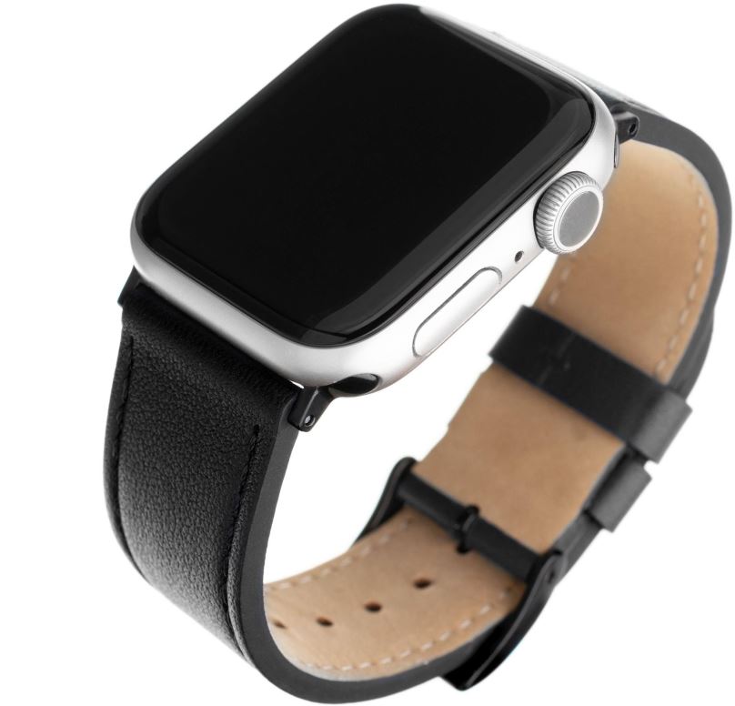 Řemínek FIXED Leather Strap pro Apple Watch 42/44/45/Ultra 49mm černý