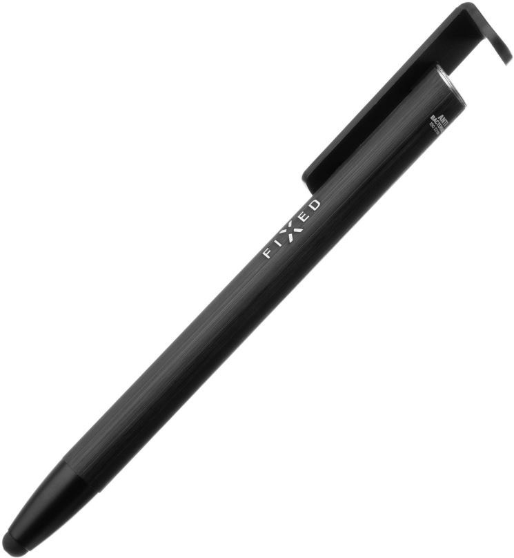 Dotykové pero (stylus) FIXED Pen 3v1 s funkcí stojánku hliníkové tělo černá