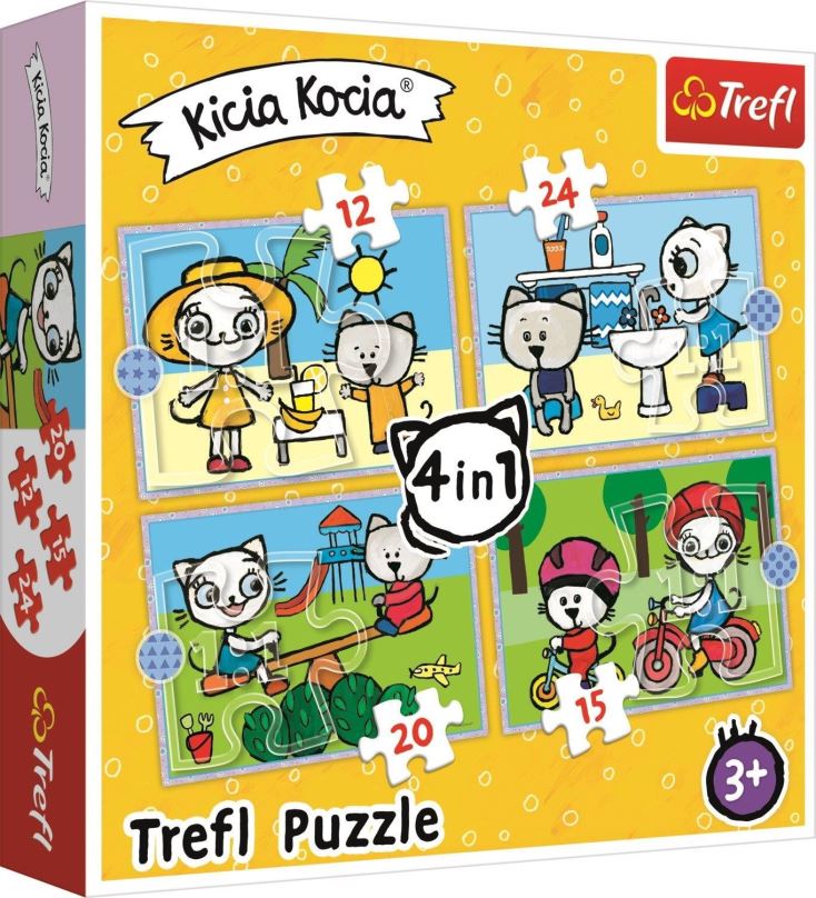 Puzzle Trefl Puzzle Kicia Kocia: Den kočičky 4v1 (12,15,20,24 dílků)