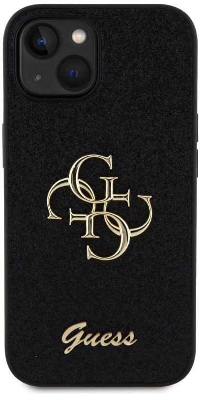 Kryt na mobil Guess PU Fixed Glitter 4G Metal Logo Zadní Kryt pro iPhone 13 Black