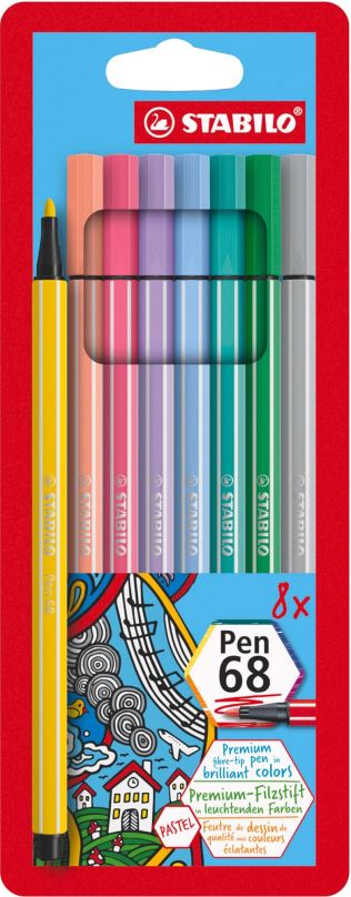 Fixy STABILO Pen 68 Pastel pouzdro 8 barev