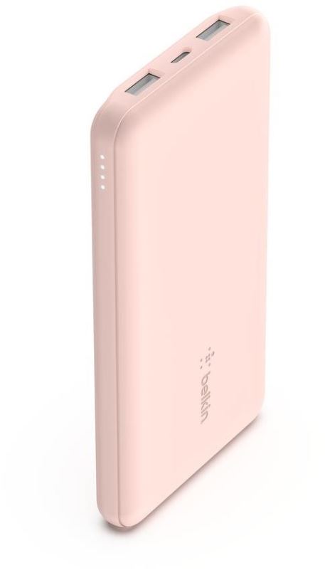 Powerbanka Belkin BOOST CHARGE 10000 mAh Power Bank with USB-C 15W - Dual USB-A - 15cm USB-A to C Cable - Pink