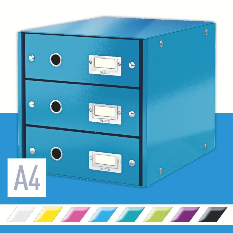 Zásuvkový box LEITZ Click & Store WOW, 3dílný, modrý