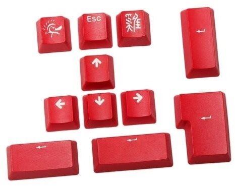 Náhradní klávesy Ducky PBT Double-Shot Keycap Set, červená, 11 kláves