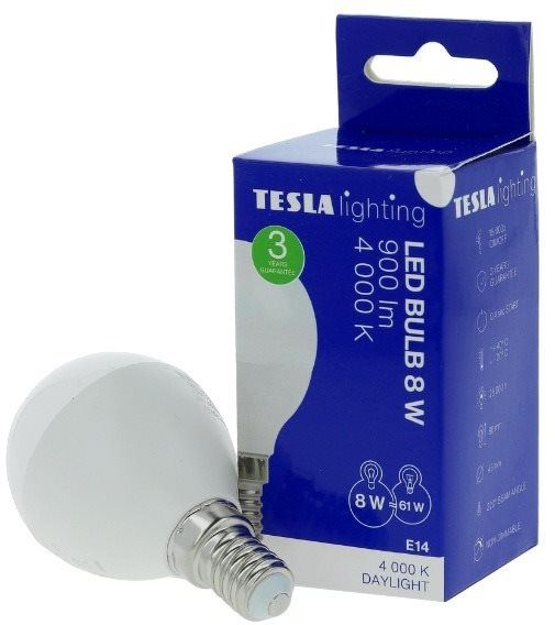 LED žárovka TESLA LED žárovka miniglobe BULB E14, 8W, denní bílá