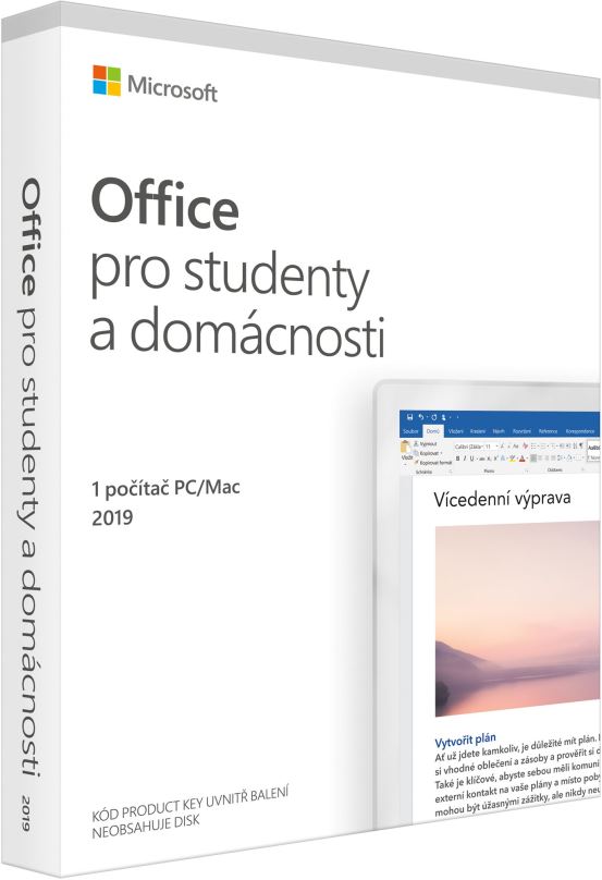 Kancelářský software Microsoft Office 2019 pro domácnosti a studenty CZ (BOX), nová licence