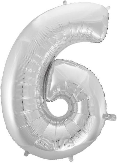Balonky Balón foliový číslice stříbrná - silver 102 cm - 6