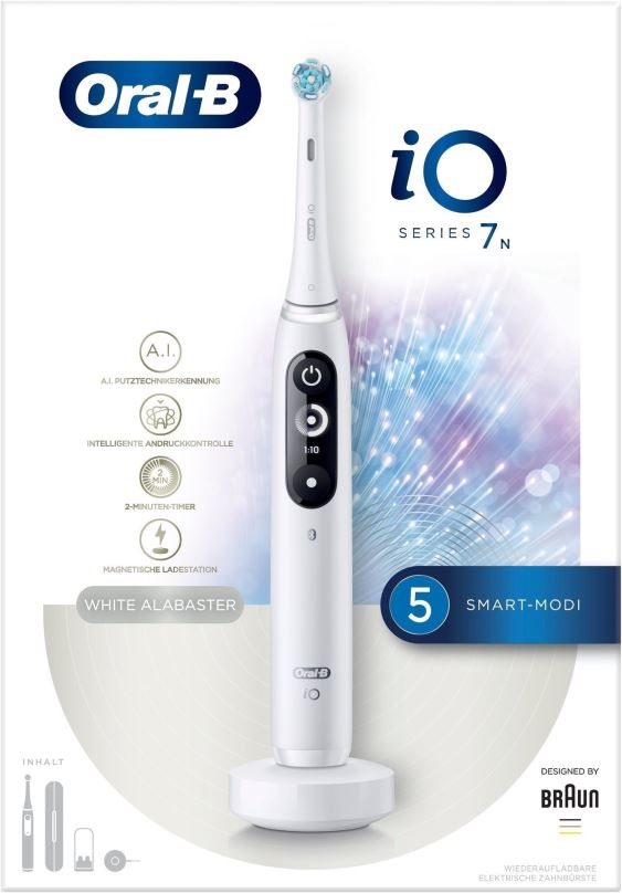 Elektrický zubní kartáček Oral-B iO Series 7 White Alabaster magnetický zubní kartáček