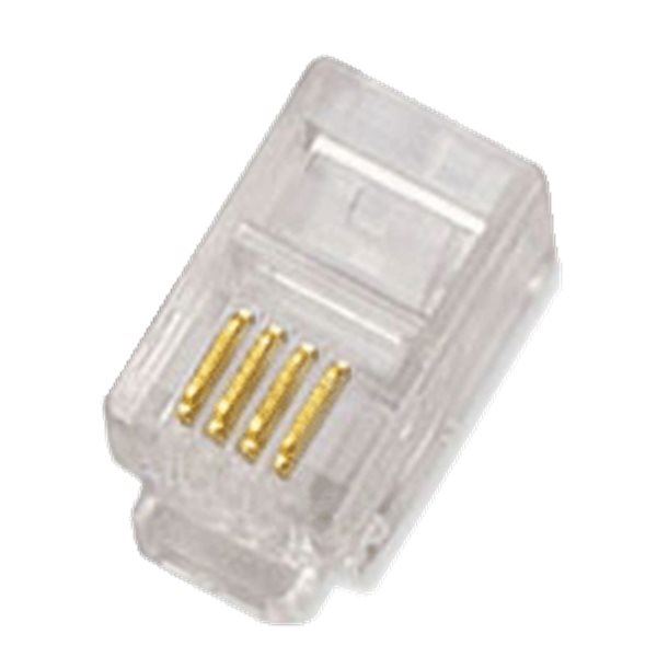 Konektor 100-pack,Datacom RJ10, CAT3, UTP, 4p4c, nestíněný, skládaný, na licnu (lanko)