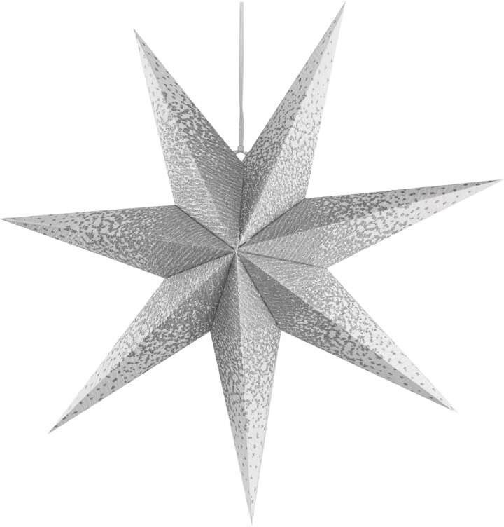Vánoční osvětlení EMOS LED hvězda papírová závěsná se stříbrnými třpytkami ve středu, bílá, 60 cm, vnitřní