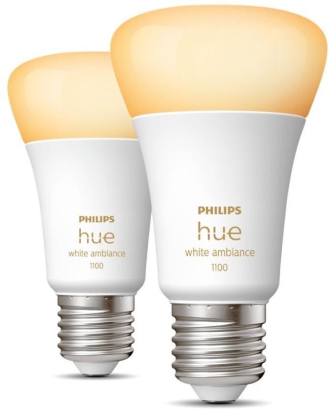 Philips Hue 8719514291256 LED žárovky 2x8W | E27 | 1100lm | 2200-6500K - set, White Ambiance, stmívatelné, Bluetooth