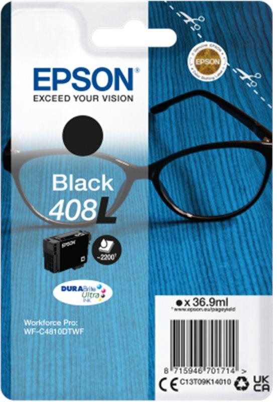 Epson originální ink C13T09K14010, T09K140, 408L, black, 36.9ml, Epson WF-C4810DTWF