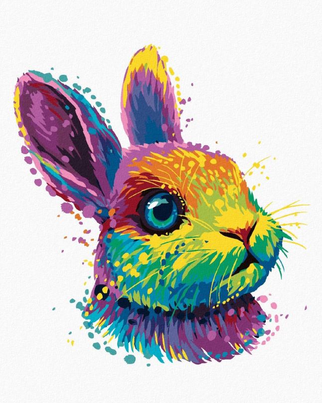 Malování podle čísel Pop-art portrét králíka, 40x50 cm, bez rámu a bez vypnutí plátna