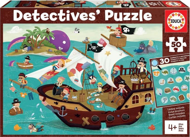 Puzzle Educa Detektivní puzzle Pirátská loď 50 dílků