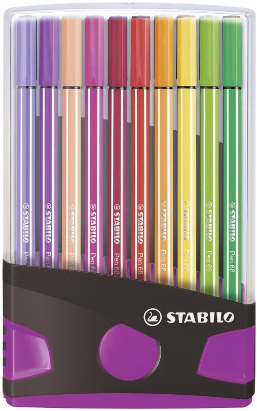 Fixy STABILO Pen 68 ColorParade pouzdro antracit/růžová 20 barev