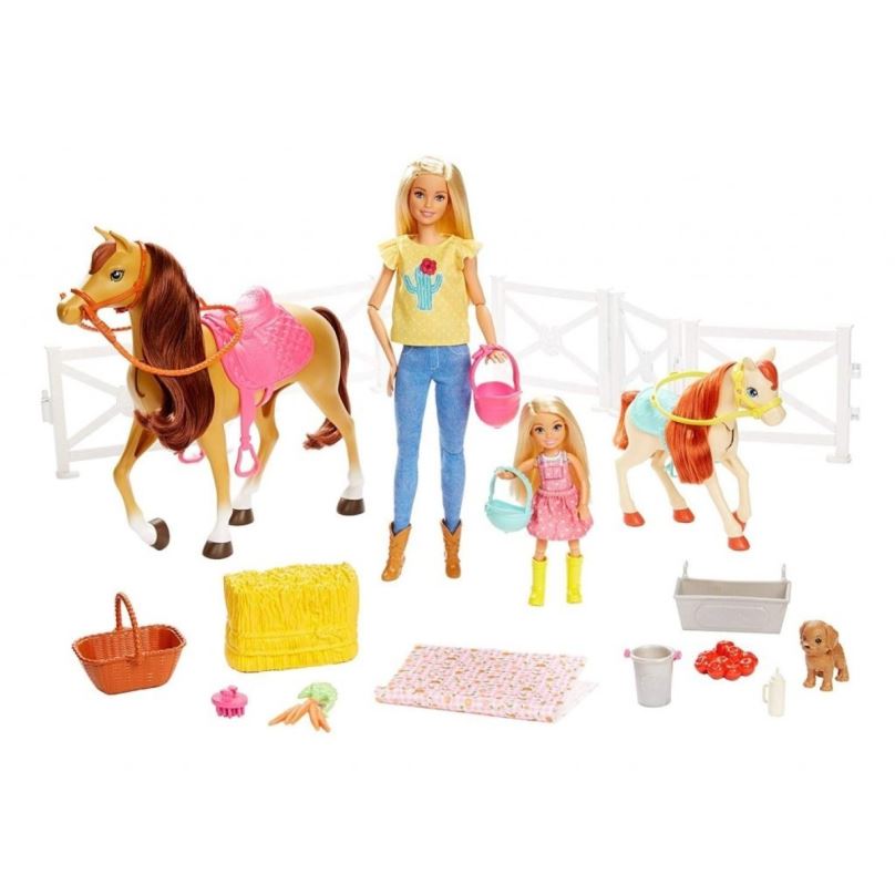 Mattel Barbie Herní set s koníky blondýnka, FXH15