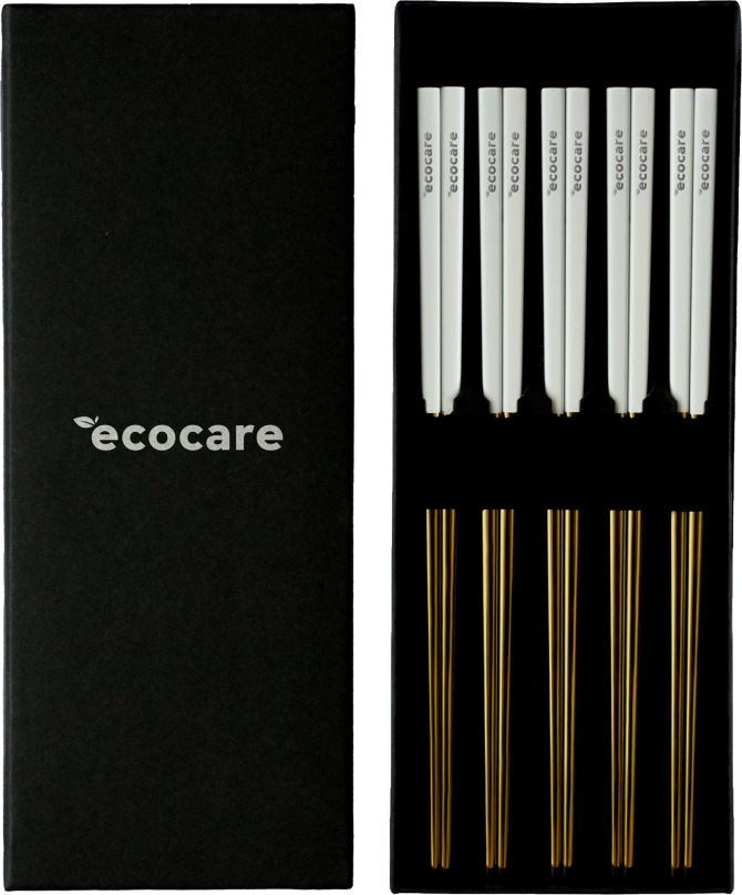 Sada příborů ECOCARE Kovové Sushi Hůlky Box Gold-White 10 ks