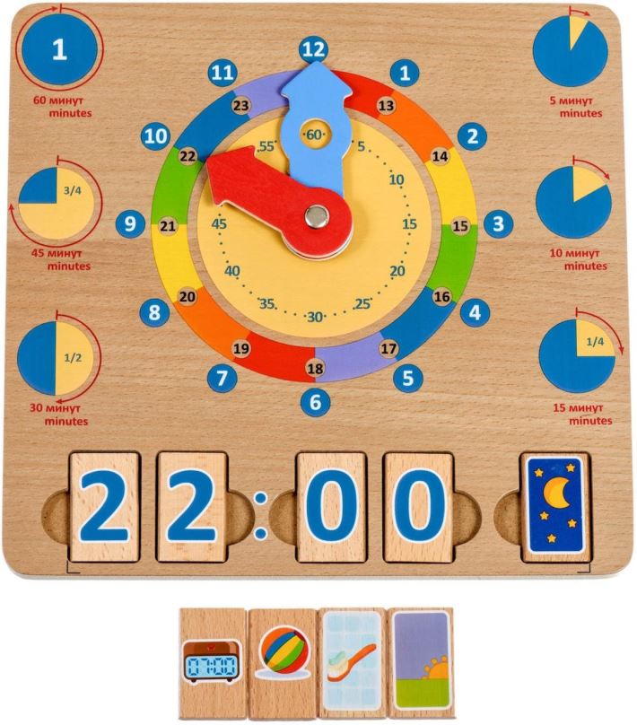 Stolní hra Lucy & Leo 184 Učíme se hodiny - dřevěná naučná hrací deska
