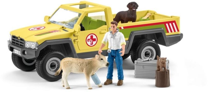 Set figurek a příslušenství Schleich Záchranné terénní auto s veterinářem 42503