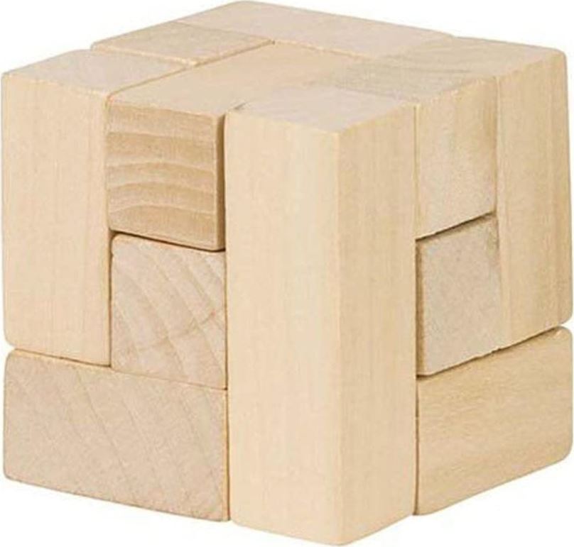 GOKI Dřevěný hlavolam 3D Tetris v bavlněném pytlíku