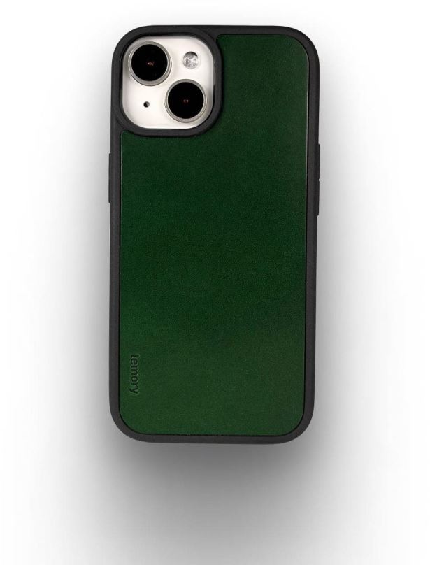 Kryt na mobil Lemory iPhone 15 kožený kryt s podporou MagSafe tmavě zelený