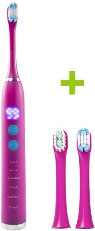 Elektrický zubní kartáček Sonický zubní kartáček OXE Sonic T1 a 2x náhradní hlavice růžový
