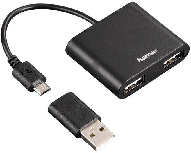 USB Hub Hama USB 2.0 OTG Hub 1:2 černý