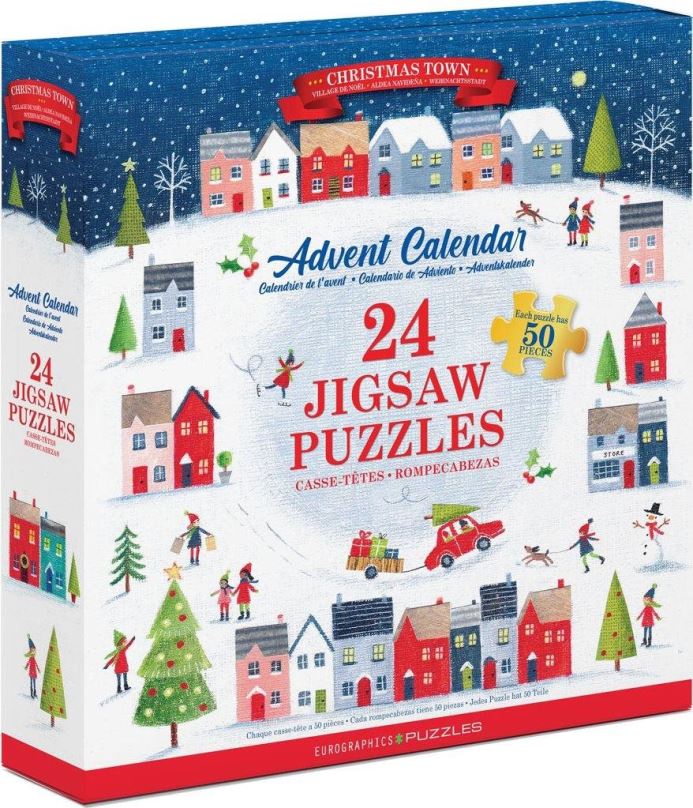 Adventní kalendář EUROGRAPHICS Puzzle Adventní kalendář: Vánoční město 24 x 50 dílků