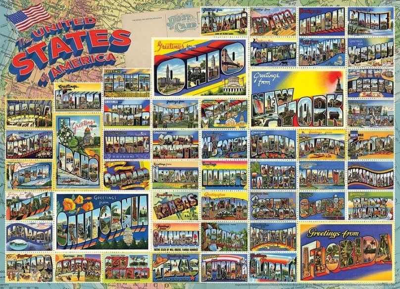 Puzzle Cobble Hill Puzzle Americké retro pohlednice 1000 dílků