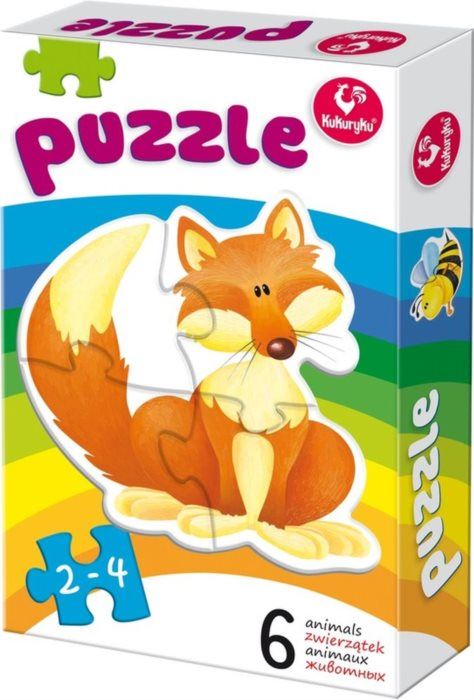 KUKURYKU Baby puzzle Zvířátka 6v1 (2-4 dílky)