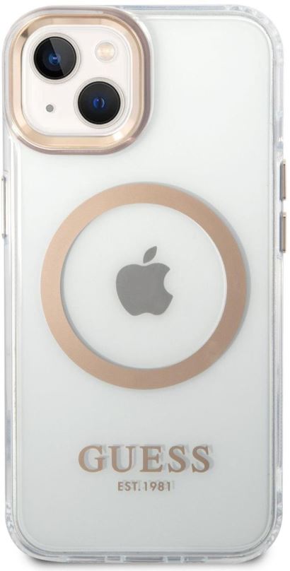 Kryt na mobil Guess Transparent MagSafe Kompatibilní Zadní Kryt pro iPhone 14 Plus Gold