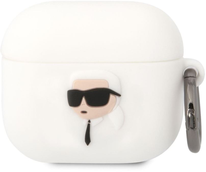 Pouzdro na sluchátka Karl Lagerfeld 3D Logo NFT Karl Head Silikonové Pouzdro pro Airpods 3 White