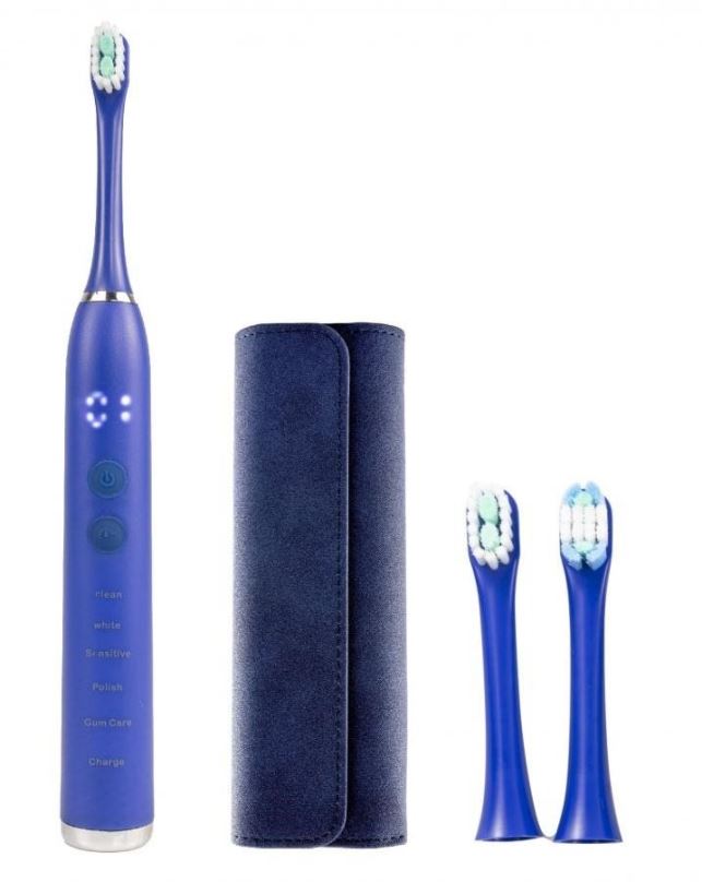 Elektrický zubní kartáček Sonický zubní kartáček OXE Sonic T1 + pouzdro a 2x náhradní hlavice modrý