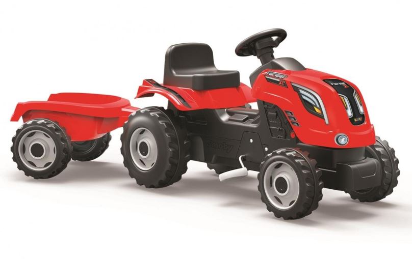 Šlapací traktor Smoby Farmer XL červený s vozíkem