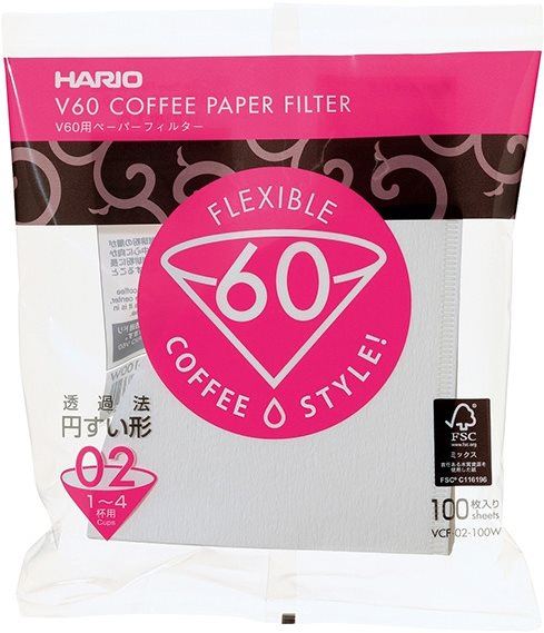 Filtr na kávu Hario papírové filtry V60-02 (VCF-02-100W-H), bílé, 100ks