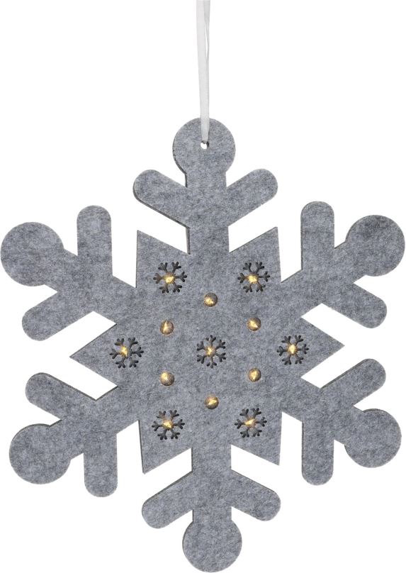Vánoční osvětlení H&L Sněhová vločka LED Hangdeco, 35 cm, filc, stříbrná