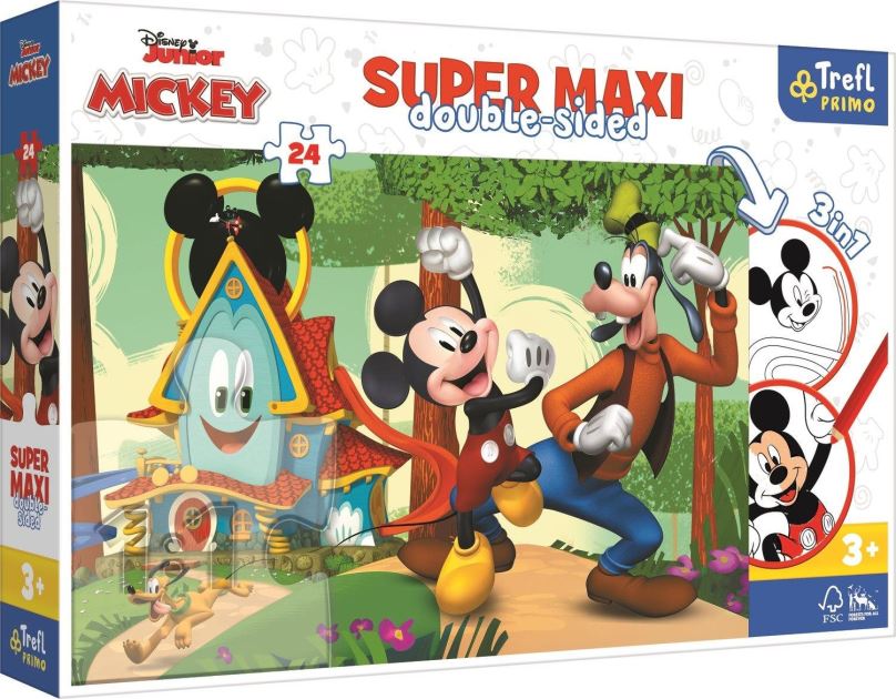 Puzzle Trefl Oboustranné puzzle Mickeyho klubík super maxi 24 dílků