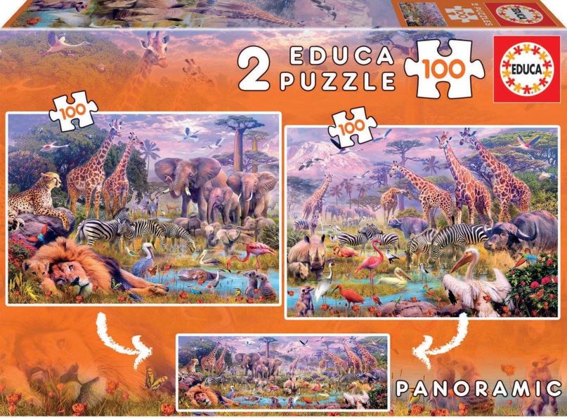 Puzzle Educa Puzzle Divoká zvířata 2x100 dílků