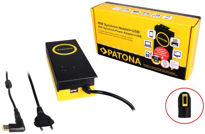 Napájecí adaptér PATONA k ntb/ 20V/4.7A 90W/ konektor 11x4.5mm/ Slim Tip/ + výstup USB