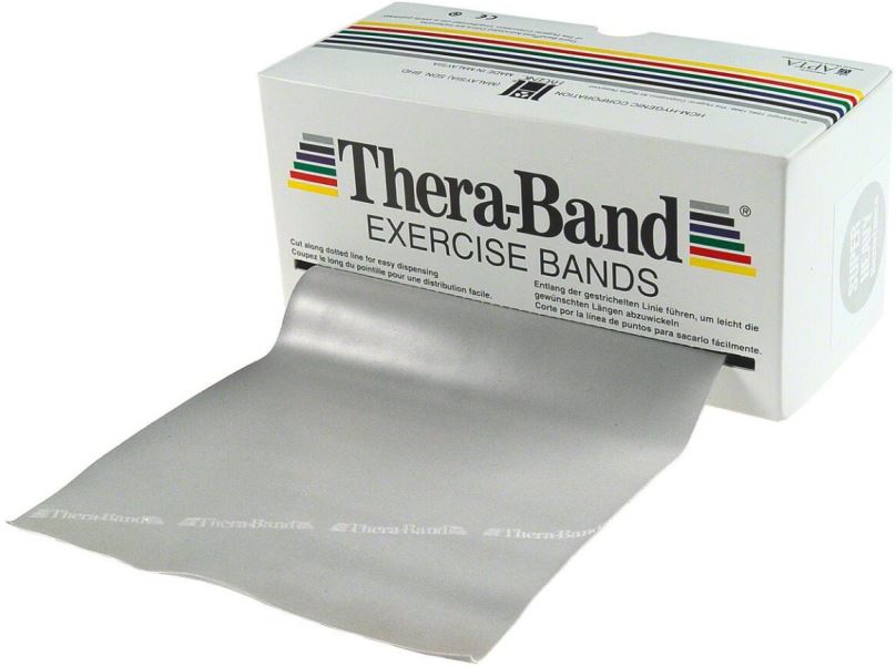 Guma na cvičení Thera-Band, stříbrná, super silná zátěž, 5,5 m