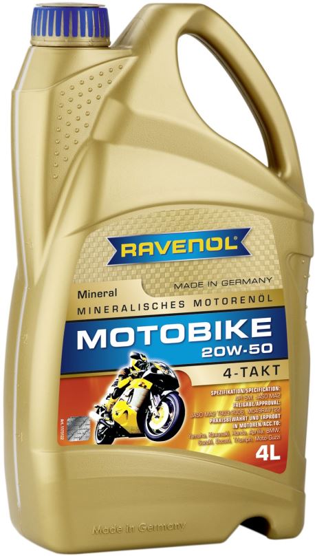 Motorový olej RAVENOL Motobike 4-T Mineral 20W-50; 4 L
