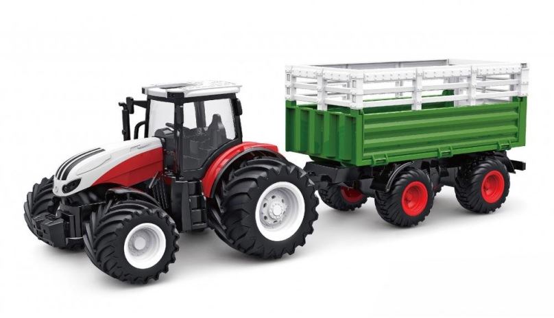 RC traktor Amewi kraktor s vozem pro zvířata, světla, zvuk 1:24