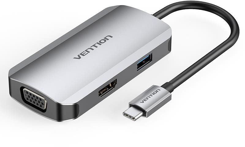 Dokovací stanice Vention 4-in-1 USB-C to HDMI / VGA / USB 3.0 / PD Docking Station 0.15M Gray Aluminum