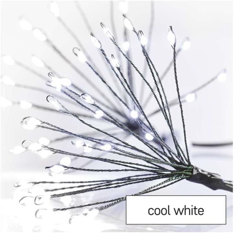 Světelný řetěz EMOS LED světelný řetěz – svítící trsy, nano, 8 m, vnitřní, studená bílá, časovač