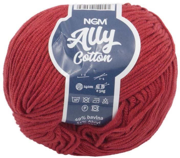 Příze Ally cotton 50g - 009 červená