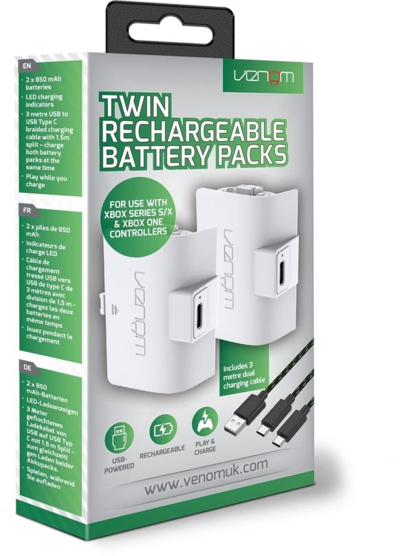 Baterie kit VENOM VS2872 Xbox Series S/X & One White Twin Battery Pack + 3m kabel